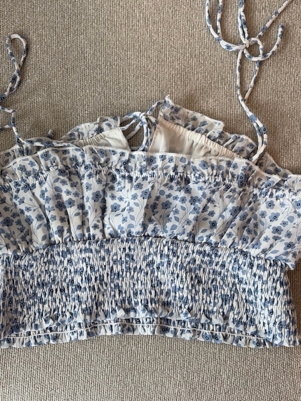 Princess Polly Blue Floral Smocked Crop Top - Picture 2 of 4